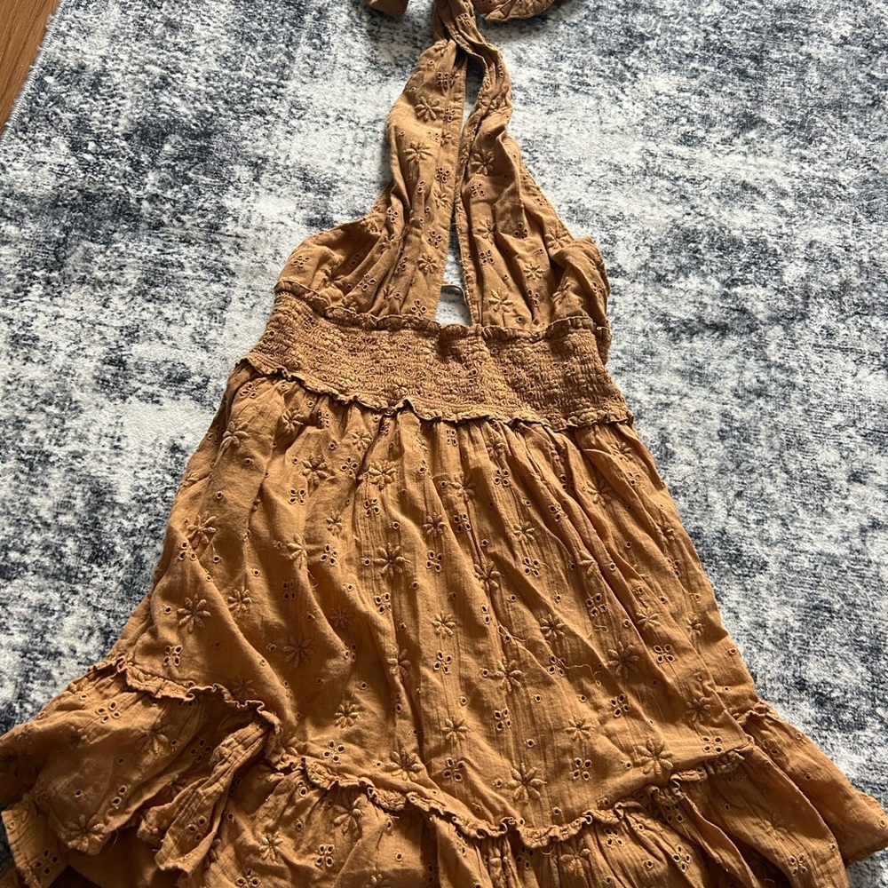 Aerie Find Happy Everywhere Brown Halter Dress